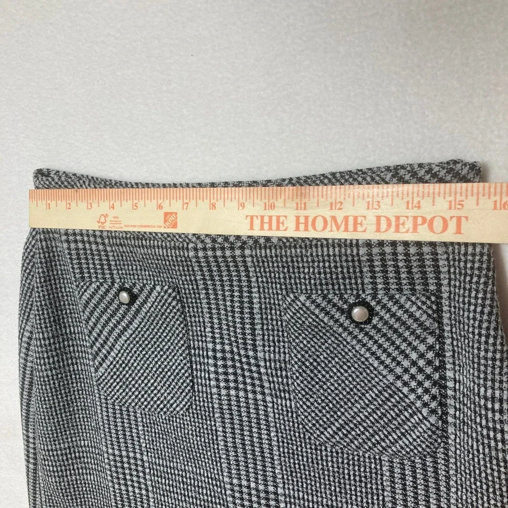 Karl Lagerfeld Paris Womens Size 6 Houndstooth Plaid Mini Skirt Pearl‎ Accents